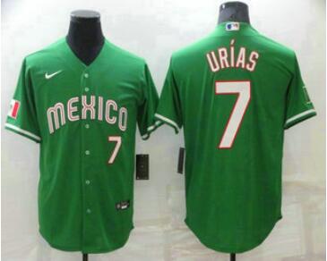 Men's Mexico Baseball #7 Julio Urias   2023 World Baseball Classic Stitched Jersey