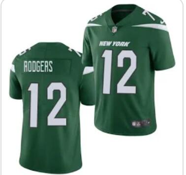 Men's New York Jets Aaron Rodgers 12 Stitched  Jersey