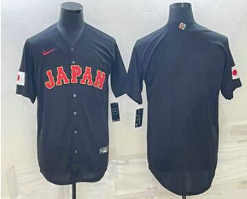 Men's Japan Baseball Blank 2023 Black World Classic Stitched Jerseys