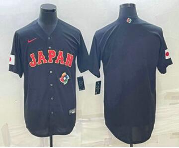 Men's Japan Baseball Blank 2023 Black World Classic Stitched Jerseys