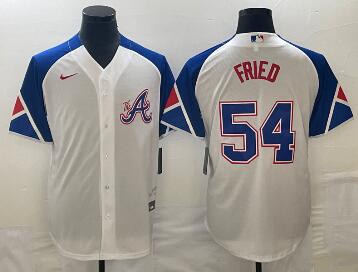 Men's Atlanta Braves  #54 Max Fried White 2023 City Connect Cool Base Stitched Jersey