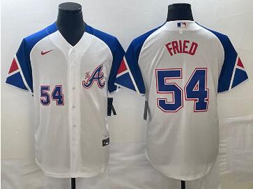 Men's Atlanta Braves  #54 Max Fried White 2023 City Connect Cool Base Stitched Jersey