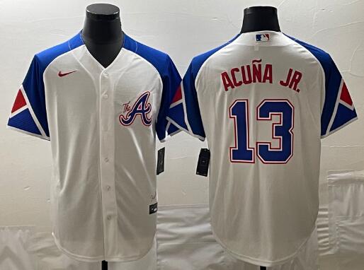 Men's Atlanta Braves Acuna JR. White 2023 City Connect Cool Base Stitched Jersey