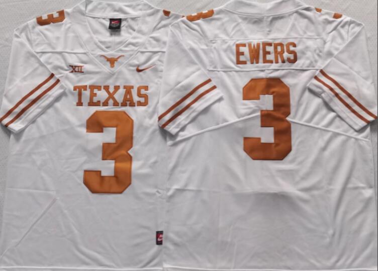 Texas Longhorns White #3 EWERS Men's Jersey