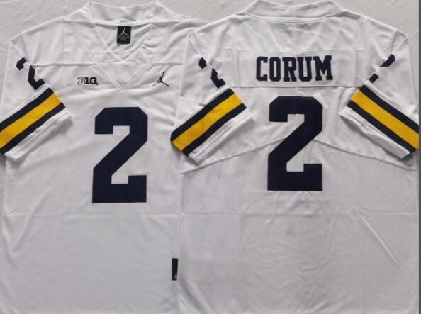 Men's Michigan Wolverines White #2 CORUM jersey