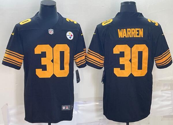 Men's Pittsburgh Steelers Jaylen Warren Nike Black stitched Jersey