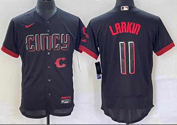 Men's Cincinnati Reds #11 Barry Larkin Number Black 2023 City Connect  Stitched jersey