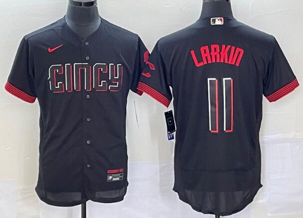 Men's Cincinnati Reds #11 Barry Larkin Number Black 2023 City Connect  Stitched jersey