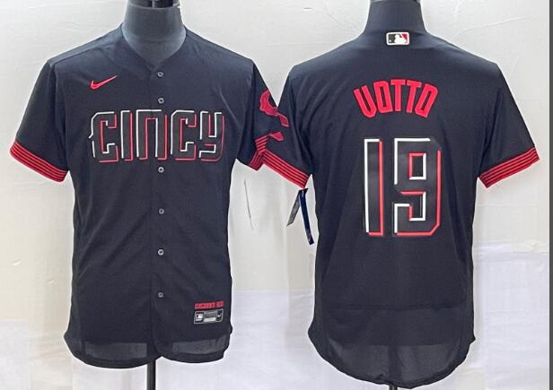 Men's Cincinnati Reds #19 Joey Votto Number Black   2023 City Connect  Stitched jersey
