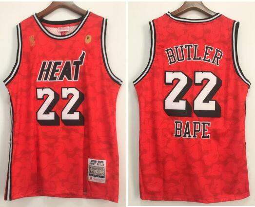 Men's 22 Jimmy Butler BAPE x Mitchell & Ness Miami Heat Jersey