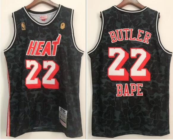 Men's 22 Jimmy Butler BAPE x Mitchell & Ness Miami Heat Jersey
