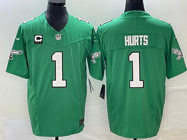 Men's Philadelphia Eagles #1 Jalen Hurts Green 2023 FUSE Vapor Limited Throwback Stitched Jersey