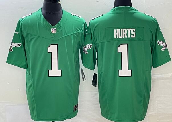 Men's Philadelphia Eagles #1 Jalen Hurts Green 2023 FUSE Vapor Limited Throwback Stitched Jersey