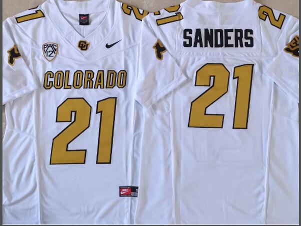 men's  COLORADO BUFFALOES Black #21 SANDERS stitched jerseys