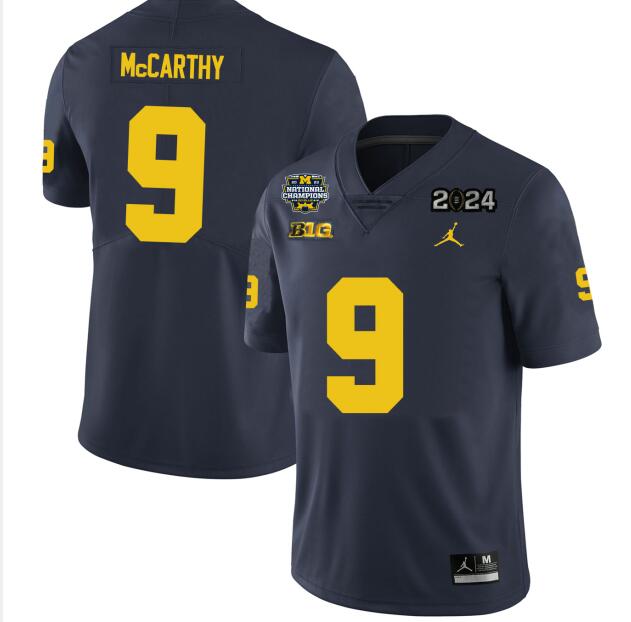 Michigan Wolverines Men's  #9 JJ Mccarthy  2024 National Championship Jersey