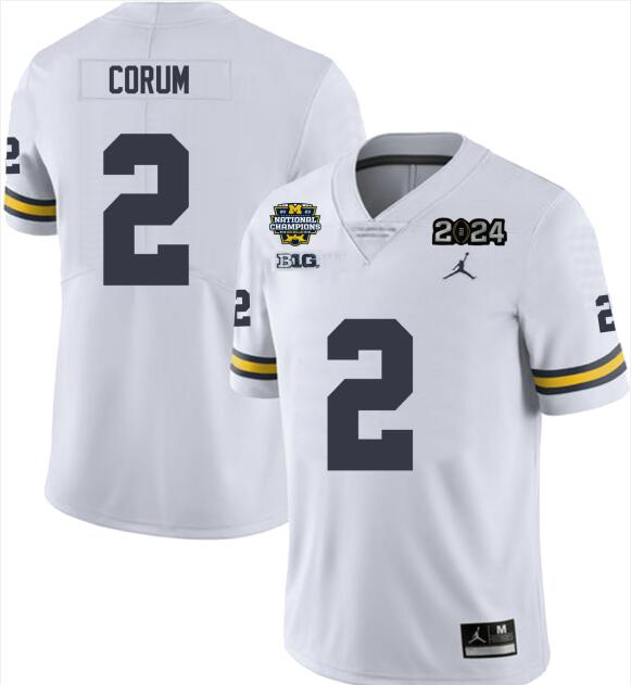 Michigan Wolverines Men's #2 CORUM 2024 National Championship Jersey