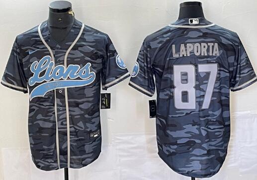 Men's Sam Laporta Detroit Lions Team Stitched Jersey - Blue