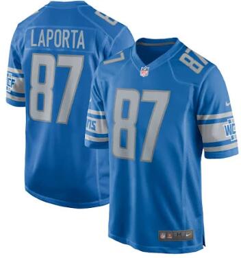 Men's Sam Laporta Detroit Lions Team Stitched Jersey - Blue