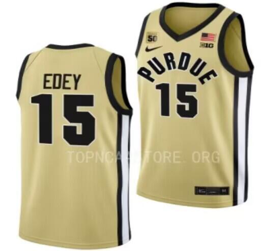 Men’s #15 Zach Edey Purdue Boilermakers College Basketball Jersey