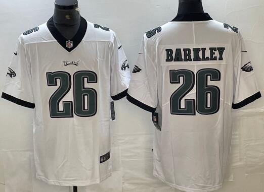 Men's Philadelphia Eagles #26 Saquon Barkley Green With 3-star C Patch Cool Base Baseball Stitched Jerseys