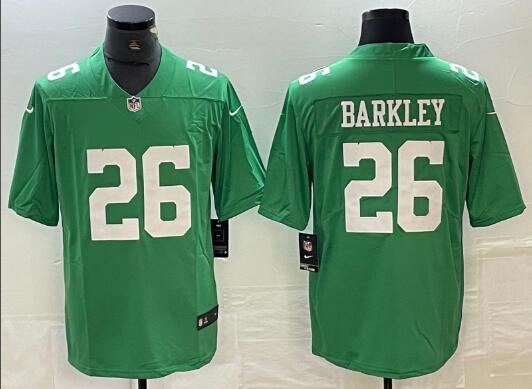 Men's Philadelphia Eagles #26 Saquon Barkley Green With 3-star C Patch Cool Base Baseball Stitched Jerseys