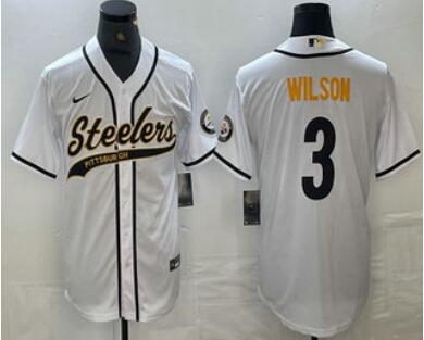 Men's Pittsburgh Steelers #3 Russell Wilson  With Patch Cool Base Stitched Baseball Jerseys