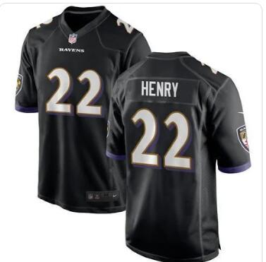 Men's Baltimore Ravens 22 Derrick Henry 2024 Stitched Jersey