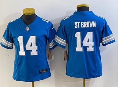 Women's Detroit Lions #14 Amon Ra St Brown Limited  2024 FUSE Vapor Jersey