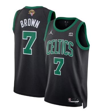 Men's Boston Celtics #7 Jaylen Brown Black 2024 Finals Statement Edition Stitched Basketball Jersey