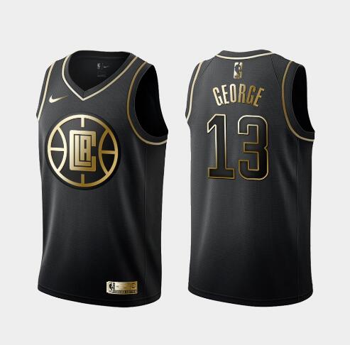 men's clippers paul george black golden edition jersey