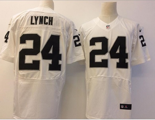 Nike Men Oakland Raiders 24 Marshawn Lynch white Elite Jerseys