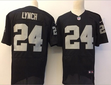 Nike Men Oakland Raiders 24 Marshawn Lynch Black Elite Jerseys