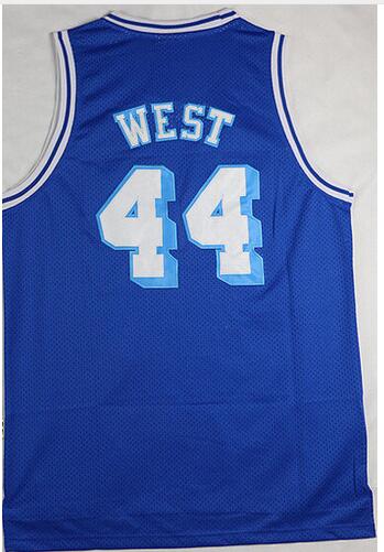 Mens 44 Jerry West Basketball Jersey Blue