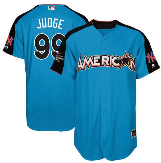 Men's American League Aaron Judge Majestic Blue 2017 MLB All-Star Game Authentic Home Run Derby Jersey