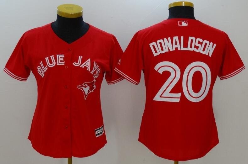 Women women Toronto blue jays #20 Josh Donaldson blue baseball jerseys Red