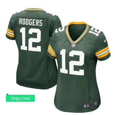 Women's Green Bay Packers Aaron Rodgers Nike Green Football Jersey