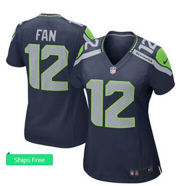 Women's Seattle Seahawks Fan 12 Nike College Navy  Jersey