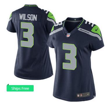 Women's Seattle Seahawks Russell Wilson Nike College Navy  Jersey