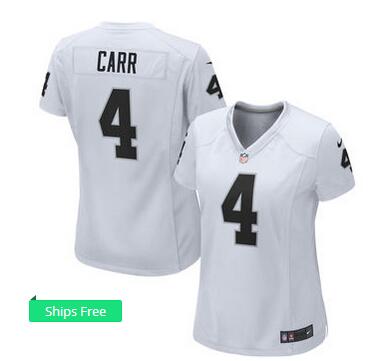Women's Oakland Raiders Derek Carr Nike White Game Jersey