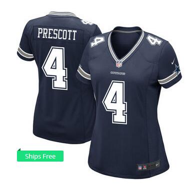 Women's Dallas Cowboys Dak Prescott Nike Navy Jersey