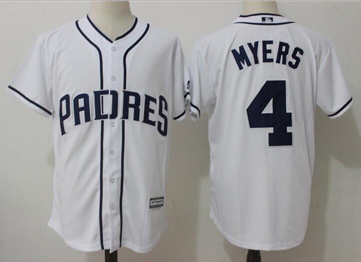 Mens San Diego Padres #4 Wil Myers white MLB baseball jersey