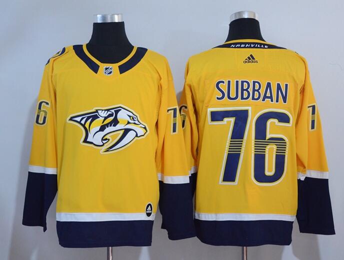 Adidas Men Nashville Predators 76 P.K. Subban Yellow hockey jerseys