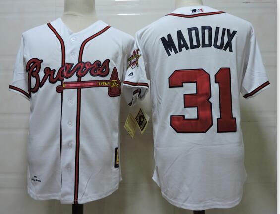 Men's Atlanta Braves Greg Maddux  White Throwback  MLB Jersey