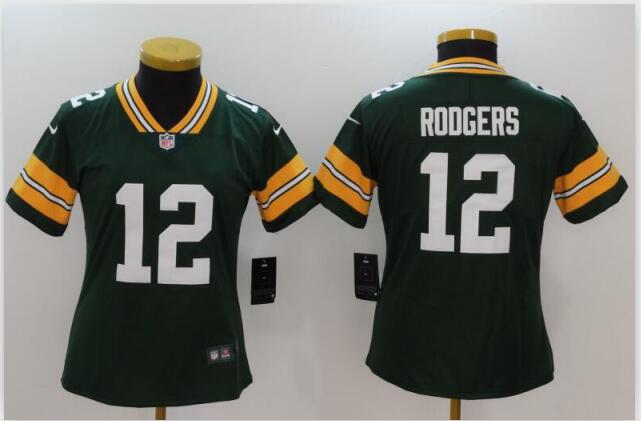 New Women's Green Bay Packers Aaron Rodgers Nike Green Football Jersey