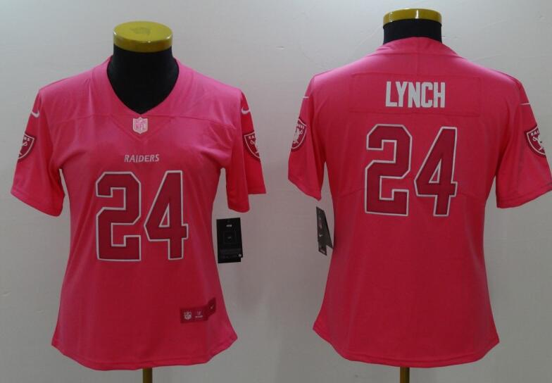 Pink New Women Oakland Raiders Marshawn Lynch Nike Jersey
