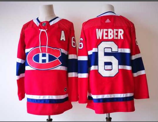 Adidas Men Montreal Canadiens 6 Shea Weber Red nhl ice hockey jerseys A patch