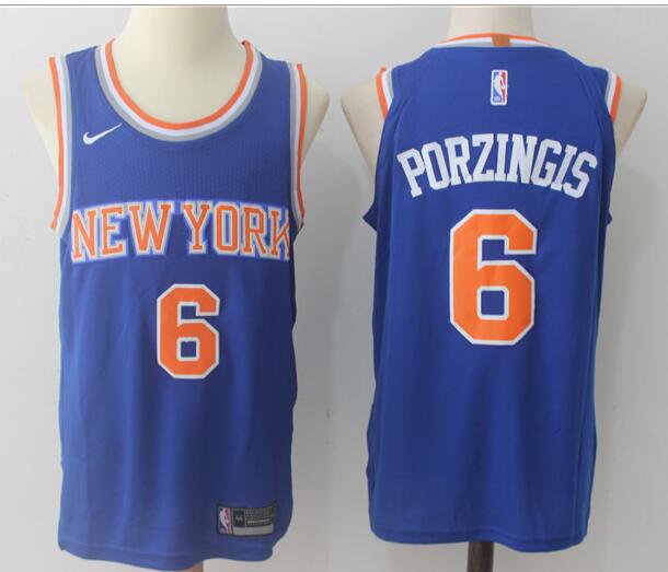 Nike Men New York Knicks 6 Kristaps Porzingis blue  NBA basketball Jerseys Blue