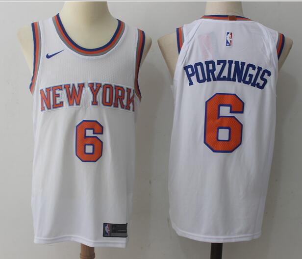 Nike Men New York Knicks 6 Kristaps Porzingis blue NBA basketball Jerseys white