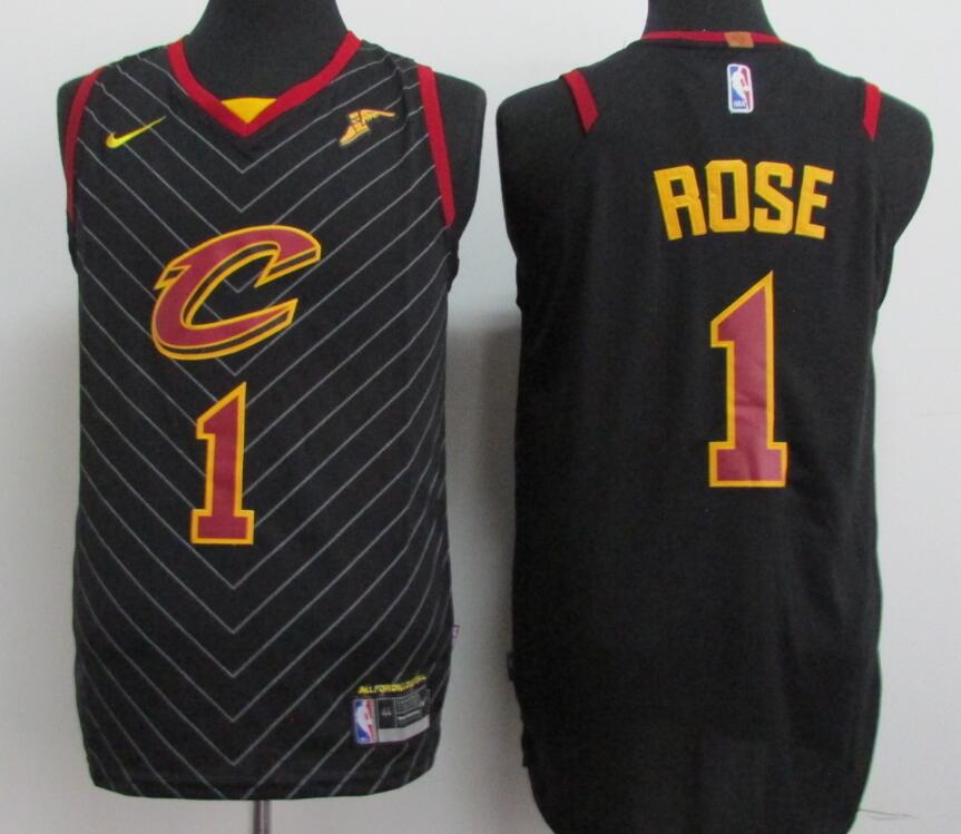 Mens Nike Cleveland Cavaliers #1 Derrick Rose Black Road Stitched NBA Jersey