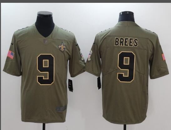 Men's New Orleans Saints Drew Brees Nike Olive Salute To Service Limited Jersey